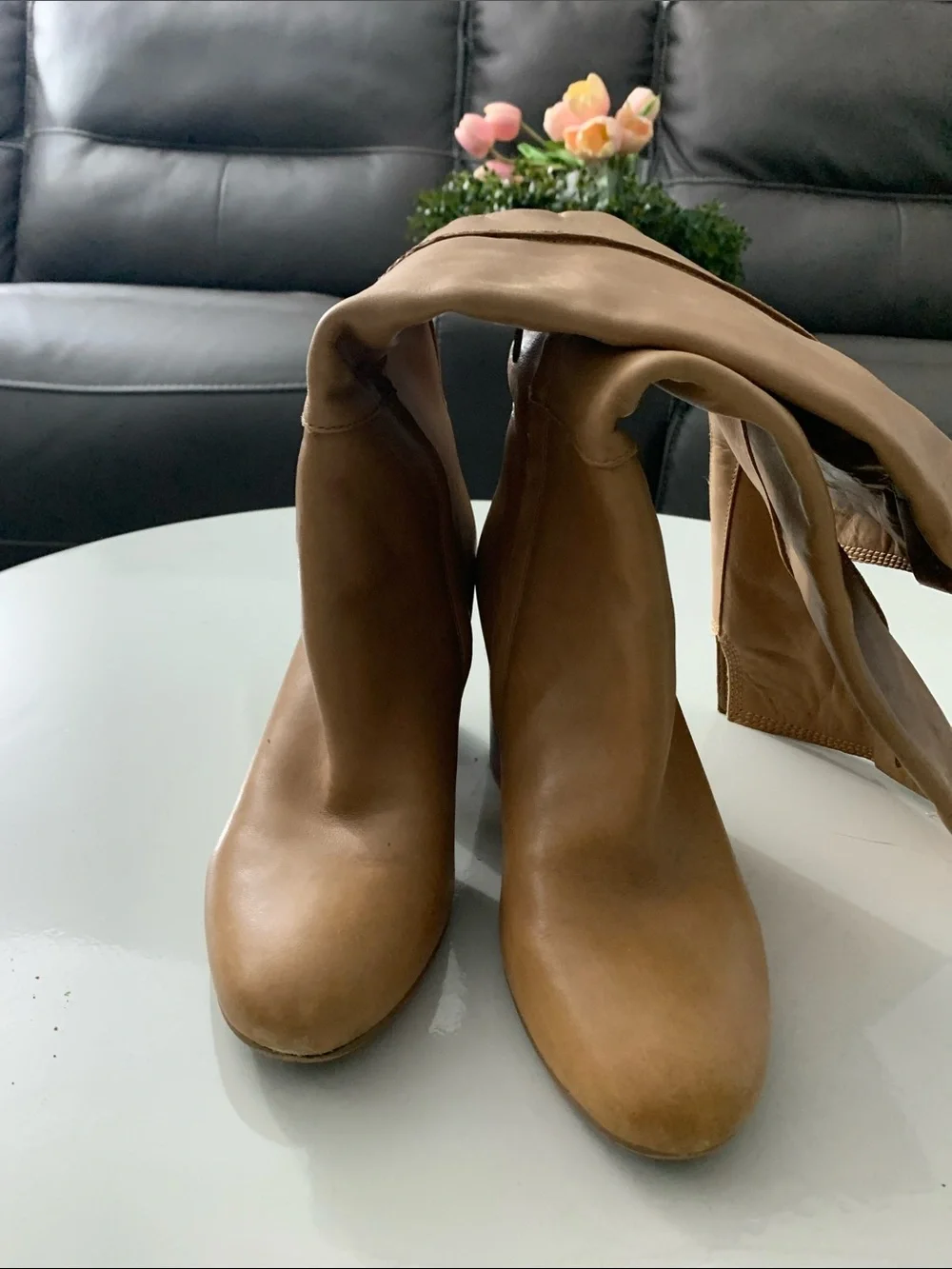 Sam Edelman Over-the-Knee Leather Boots in Tan
